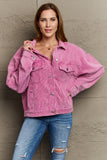 POL Corduroy Button Down Jacket - Mauve