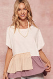 Ruffled Hem Slub Babydoll Tee