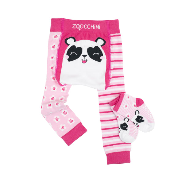 Baby Crawler Legging & Sock Set - Pink Panda