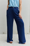 Business Casual High Waisted Relax Fit Trousers - Navy