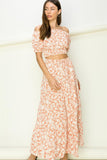 Floral Crop Top & Maxi Skirt Set - Cream or Orange