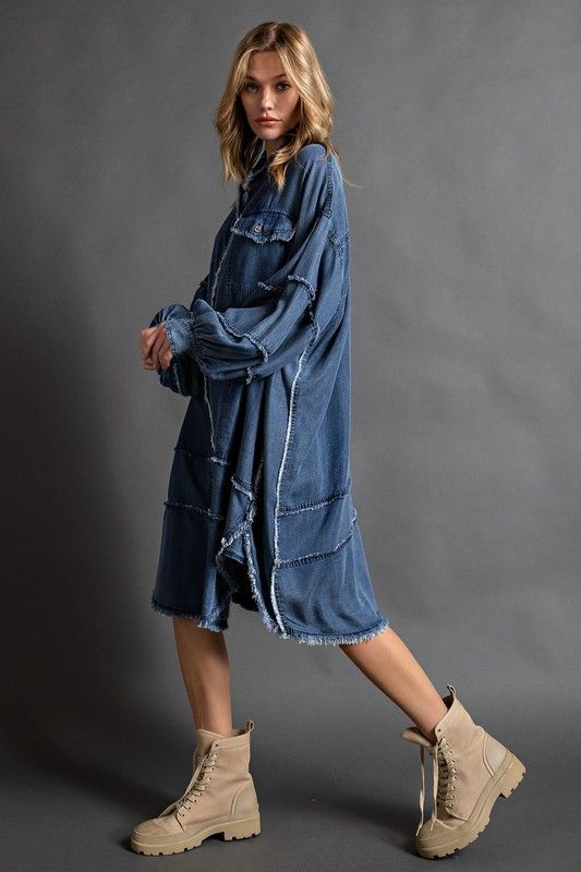 Oversized Denim Tencel Shirt Dress Oversized Denim Tencel Shirt Dress