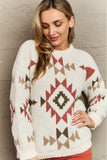 Cozy Sunday Aztec Fuzzy Sweater - Cream