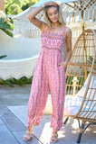 Floral Smocked Ruffle Jumpsuit - Pink or Olive