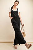 Sleeveless Ruched Wide Leg Overalls - Black