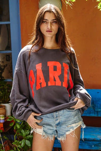 PARIS Oversized Graphic Sweatshirt - Charcoal