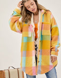 Plaid Fuzzy Shacket - Pastel or Rainbow