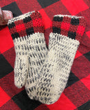 Marled & Buffalo Check Chunky Knit Mittens - Red