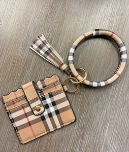 Cardholder with Keyring Bangle & Tassel - Plaid