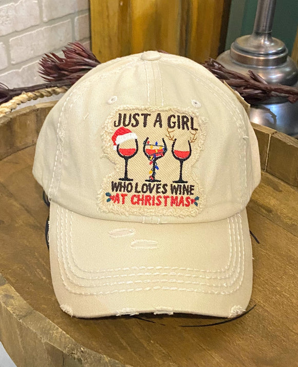 Just a Girl Who Loves Wine Holiday Vintage Baseball Hat - Tan
