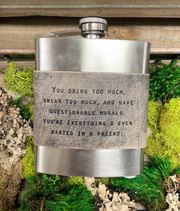Drink Too Much Stainless Steel & Leather Flask
