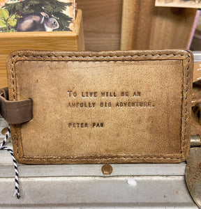 Distressed Leather Luggage Tag - Peter Pan