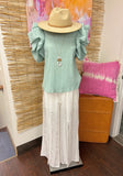 Slit High Waist Breezy Pants - White