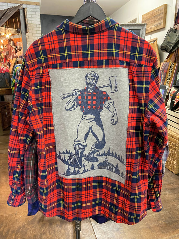 Buffalo Plaid Lumberjack Up-cycled Flannel Shirt - Men's XL