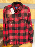 Beer Pong Champ Plaid Up-cycled Flannel Shirt - Men's L