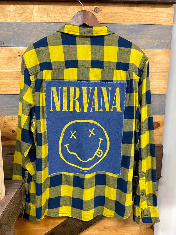 Nirvana Plaid Up-cycled Flannel Shirt - Men's XL