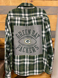 Green Bay Packers Plaid Up-cycled Flannel Shirt - Men's XXL