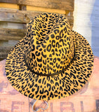 Fedora Hat with Buckle Trim - Leopard