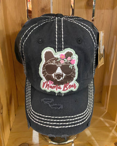 Mama Bear Vintage Baseball Hat - Black