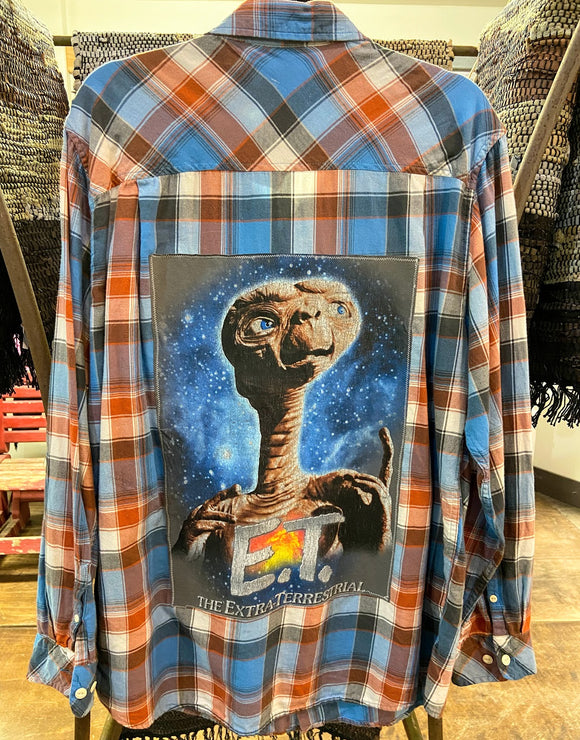 E.T. Plaid Western Up-cycled Shirt - Men's L