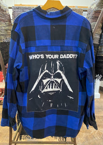 Darth Vader Plaid Up-cycled Flannel Shirt - Men's M