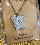 Minnesota Necklace with Loon - Pewter