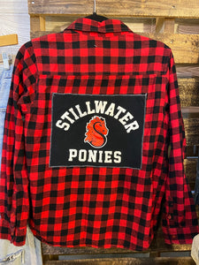Stillwater Ponies Plaid Up-cycled Shirt - Boys XXL / Women's S