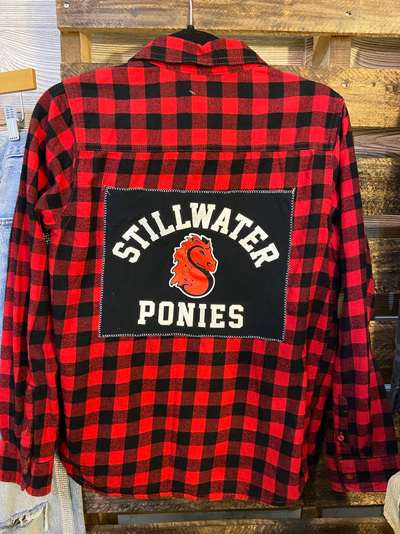 Stillwater Ponies Plaid Up-cycled Shirt - Boys XXL / Women's S