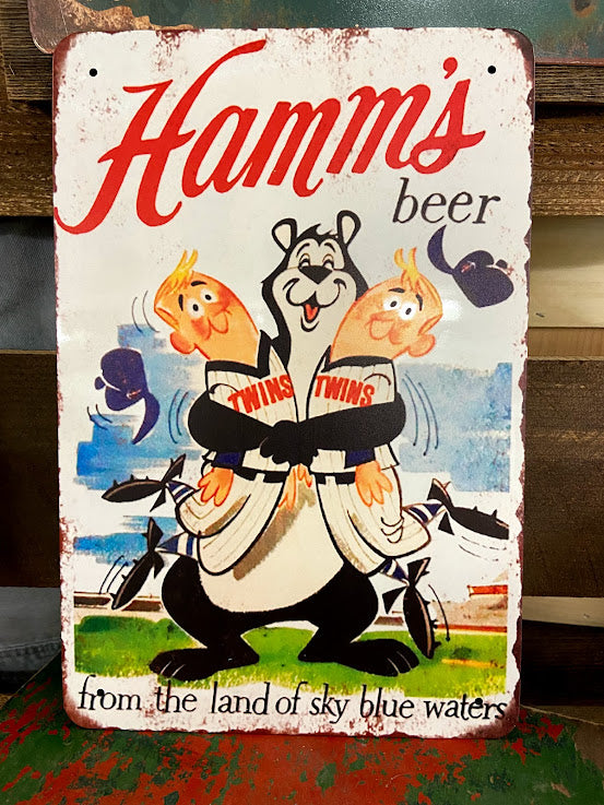 Retro Hamm's Beer Metal Sign - MN Twins