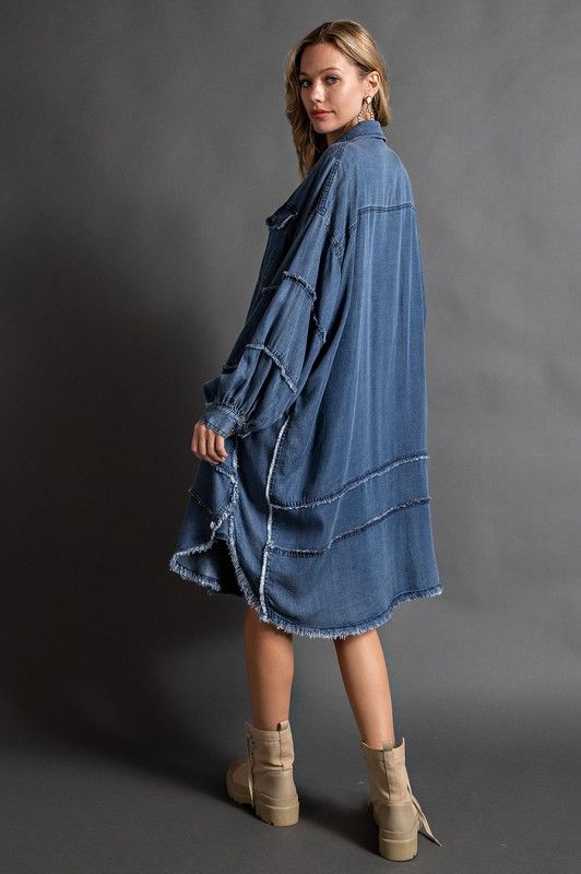 Oversized Denim Tencel Shirt Dress – Rust and Rose Boutique
