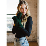 Cable Knit Mittens - Dark Green