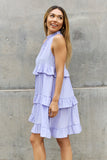 Ruffled Baby Doll Halter Dress - Lavender