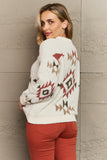 Cozy Sunday Aztec Fuzzy Sweater - Cream