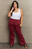 Judy Blue Malia High Waist Front Seam Straight Jeans - Burgundy