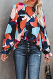 Geometric Color Block Blouse