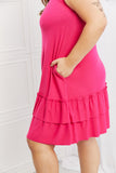 Sleeveless Ruffle Hem Dress - Hot Pink