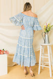 Light Blue Off Shoulder Midi Dress