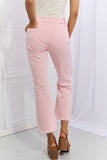 RISEN Miley Distressed Ankle Flare Jeans - Blush Pink