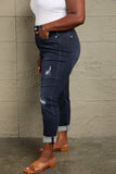 Judy Blue Mid Rise Distressed Cuffed Boyfriend Jeans