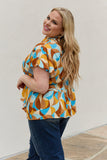 Abstract Print Ruffle Baby Doll Top