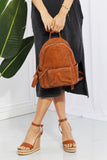 Certainly Chic Faux Leather Woven Backpack - Chestnut