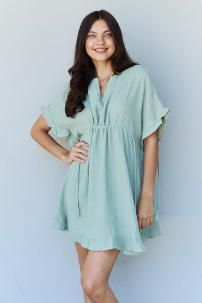 Drawstring Ruffle Hem Dress