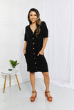 Sunday Brunch Button Down Midi Dress - Black