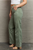Judy Blue Alice High Waist Front Seam Straight Fit Jeans - Sage