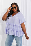 Meant To Be Tie Neck Ruffle Top - Periwinkle