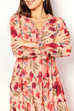 Floral Frill Trim Flounce Sleeve Maxi Dress