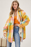 Plaid Fuzzy Shacket - Pastel or Rainbow