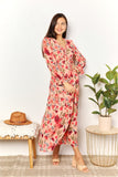 Floral Frill Trim Flounce Sleeve Maxi Dress