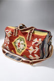 Aztec Print Woven Duffle Weekender Bag - Rust