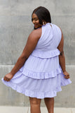 Ruffled Baby Doll Halter Dress - Lavender